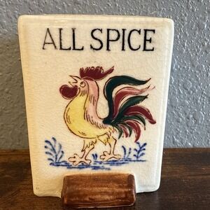 Vintage Fred Roberts Rooster Ceramic All Spice Apothecary Replacement Jar Japan